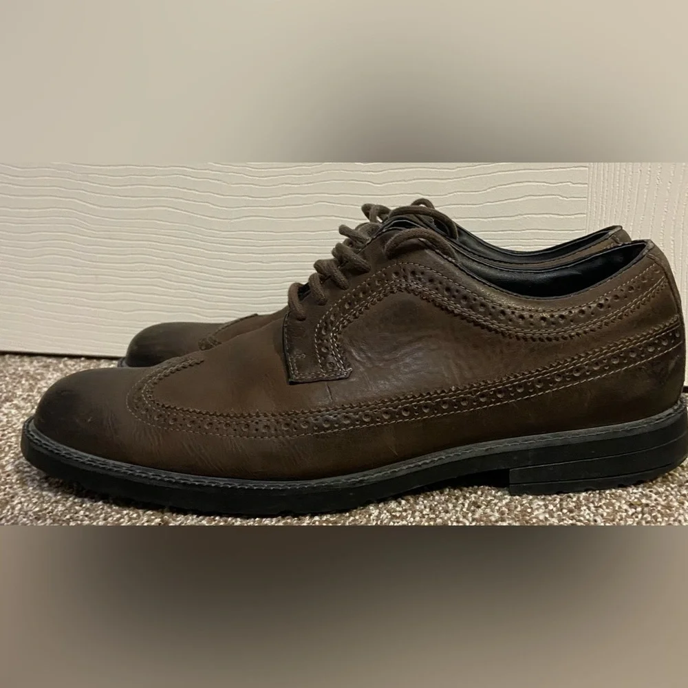 ROCKPORT SP WING TIP MEN'S LACE UP SHOES, SIZE 10 BROWN, K58463 GREAT CONDITION